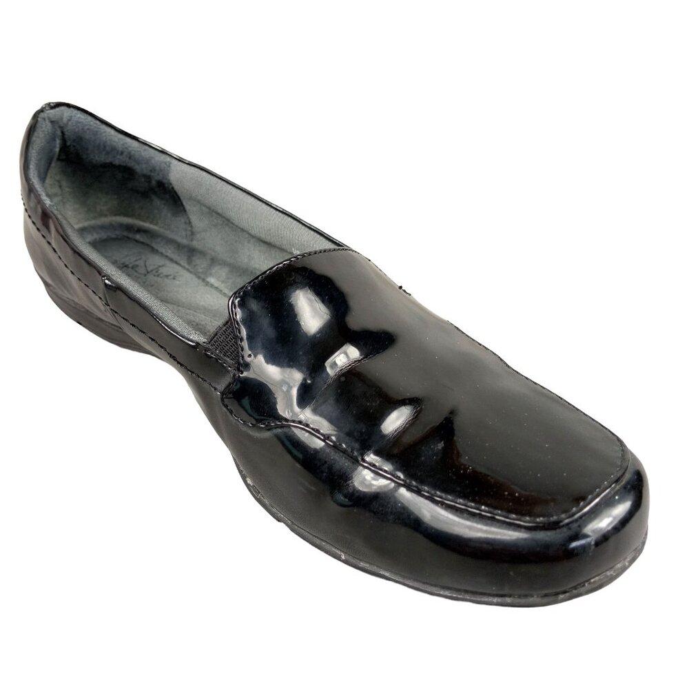 Life Stride Black Loafer Patent Leather 8.5 M Dede Flat Slip-On Lightweight